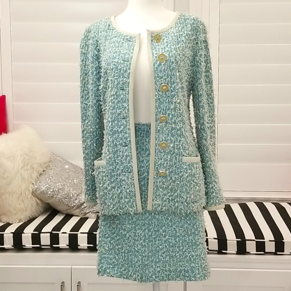 St.John knit tweed jacket and skirt